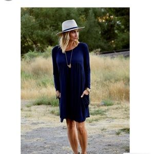 Navy loose fitting empire waist dress